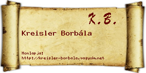 Kreisler Borbála névjegykártya
